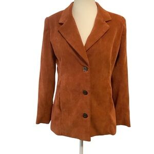 VINTAGE CORDUROY BURNT ORANCE LONG SLEEVE BUTTON UP BLAZER/ JACKET/ Size M